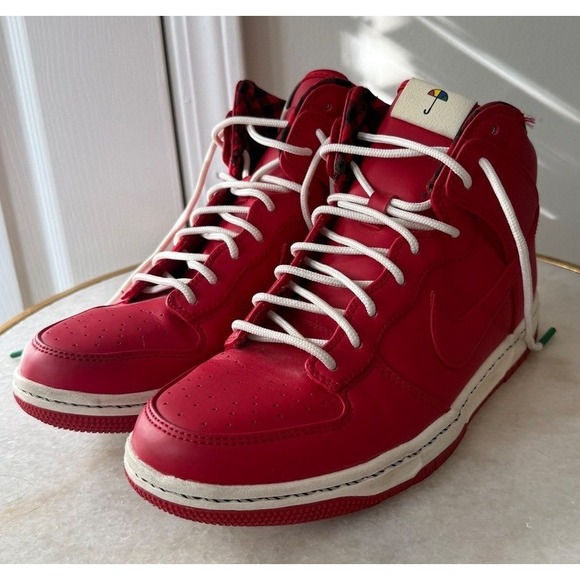 Nike Other - Nike Dunk High Ultra Rain Jacket Red Plaid Flannel Lined Sneakers Men's Sz 7